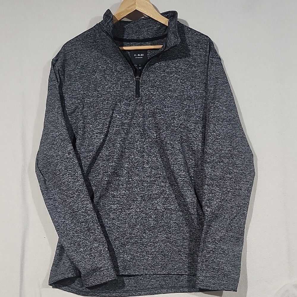 01.ALGO Men's Dark Heather Gray Quarter-Zip Pullover‎ Sweatshirt Size XL